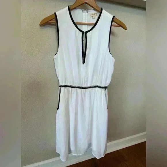 Maison Jules Crochet-Trim Fit & Flare White-Black Dress Women’s Size S NWT - Picture 2 of 12